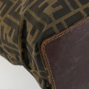 FENDI Zucca Canvas Handtas Zwart Bruin Auth gh2107-11