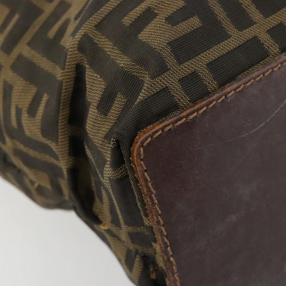 FENDI Zucca Canvas Handtas Zwart Bruin Auth gh2107