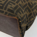 FENDI Zucca Canvas Handtas Zwart Bruin Auth gh2107-12