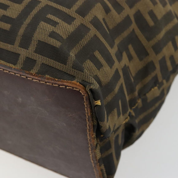 FENDI Zucca Canvas Handtas Zwart Bruin Auth gh2107