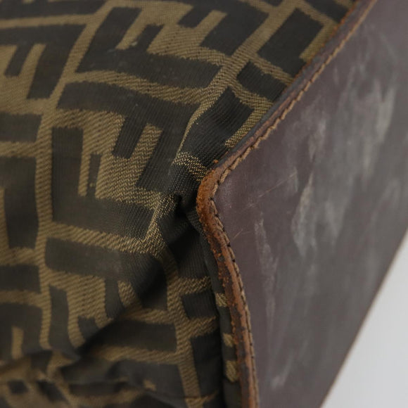 FENDI Zucca Canvas Handtas Zwart Bruin Auth gh2107