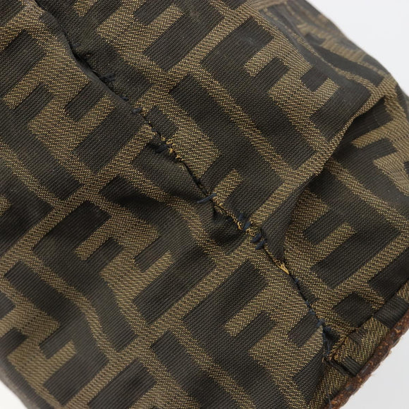 FENDI Zucca Canvas Handtas Zwart Bruin Auth gh2107