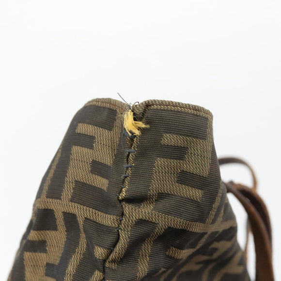 FENDI Zucca Canvas Handtas Zwart Bruin Auth gh2107