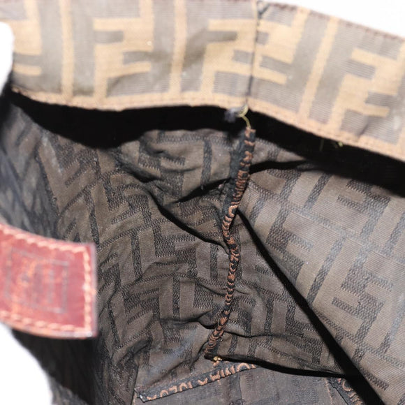FENDI Zucca Canvas Handtas Zwart Bruin Auth gh2107