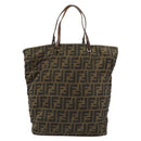 FENDI Zucca Canvas Handtas Zwart Bruin Auth gh2107-2