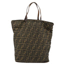 FENDI Zucca Canvas Handtas Zwart Bruin Auth gh2107-3