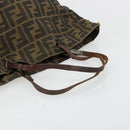FENDI Zucca Canvas Handtas Zwart Bruin Auth gh2107-7