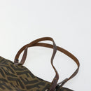 FENDI Zucca Canvas Handtas Zwart Bruin Auth gh2107-8