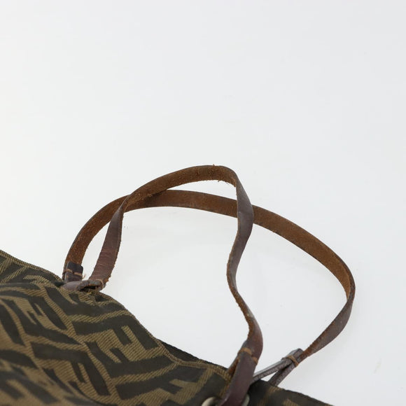 FENDI Zucca Canvas Handtas Zwart Bruin Auth gh2107