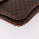 CELINE Macadam Canvas Ketten-Schultertasche PVC Leder Braun Gold Auth gh2108-15