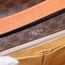 CELINE Macadam Canvas Ketten-Schultertasche PVC Leder Braun Gold Auth gh2108-20