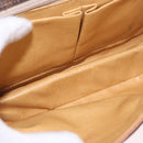 CELINE Macadam Canvas Ketten-Schultertasche PVC Leder Braun Gold Auth gh2108-10