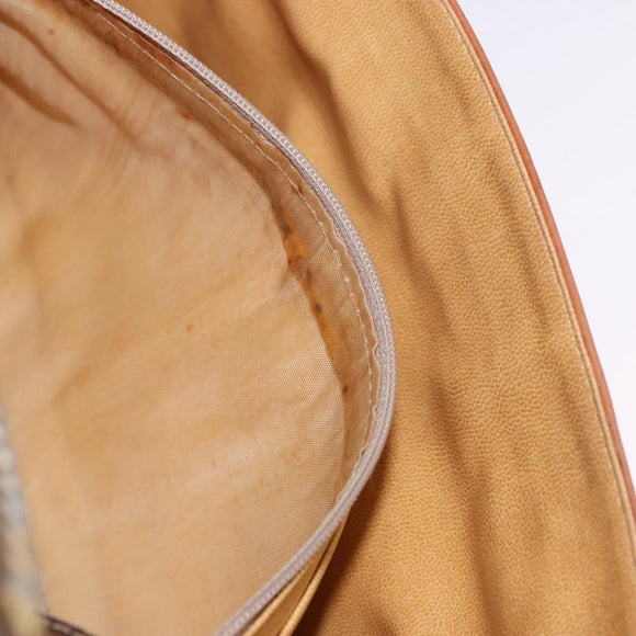 CELINE Macadam Canvas Ketten-Schultertasche PVC Leder Braun Gold Auth gh2108