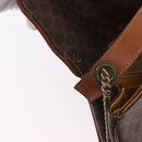 CELINE Macadam Canvas Ketten-Schultertasche PVC Leder Braun Gold Auth gh2108-9