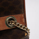 CELINE Macadam Canvas Ketten-Schultertasche PVC Leder Braun Gold Auth gh2108-12