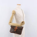 CELINE Macadam Canvas Ketten-Schultertasche PVC Leder Braun Gold Auth gh2108-26