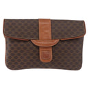CELINE Macadam Canvas Ketten-Schultertasche PVC Leder Braun Gold Auth gh2108-13