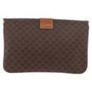 CELINE Macadam Canvas Ketten-Schultertasche PVC Leder Braun Gold Auth gh2108-2