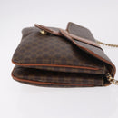 CELINE Macadam Canvas Ketten-Schultertasche PVC Leder Braun Gold Auth gh2108-3