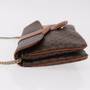 CELINE Macadam Canvas Ketten-Schultertasche PVC Leder Braun Gold Auth gh2108-4