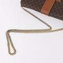 CELINE Macadam Canvas Ketten-Schultertasche PVC Leder Braun Gold Auth gh2108-7