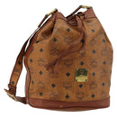 MCM Vicetos Logogram Shoulder Bag PVC Leather Brown Gold Auth gh2110-1