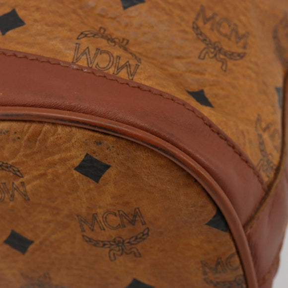 MCM Vicetos Logogram Shoulder Bag PVC Leather Brown Gold Auth gh2110