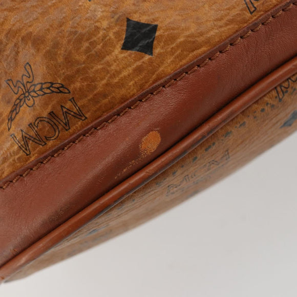 MCM Vicetos Logogram Shoulder Bag PVC Leather Brown Gold Auth gh2110