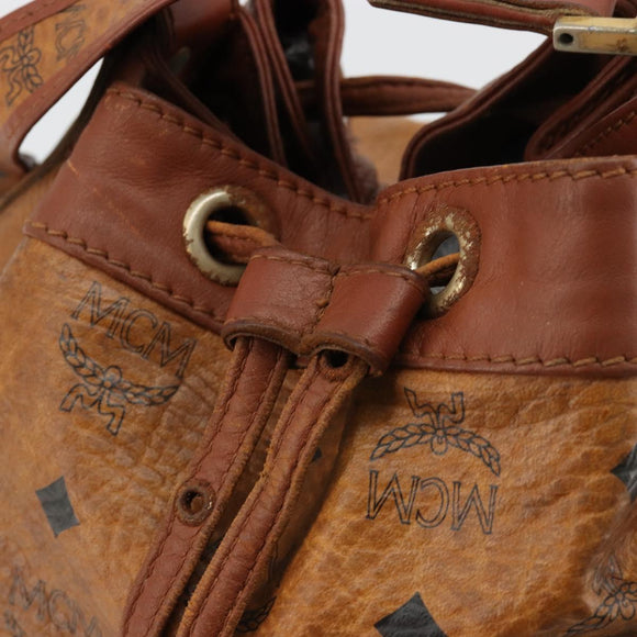 MCM Vicetos Logogram Shoulder Bag PVC Leather Brown Gold Auth gh2110