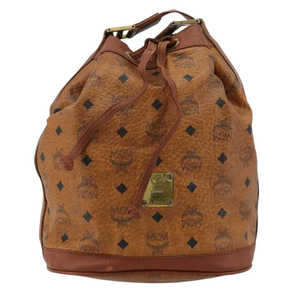 MCM Vicetos Logogram Shoulder Bag PVC Leather Brown Gold Auth gh2110