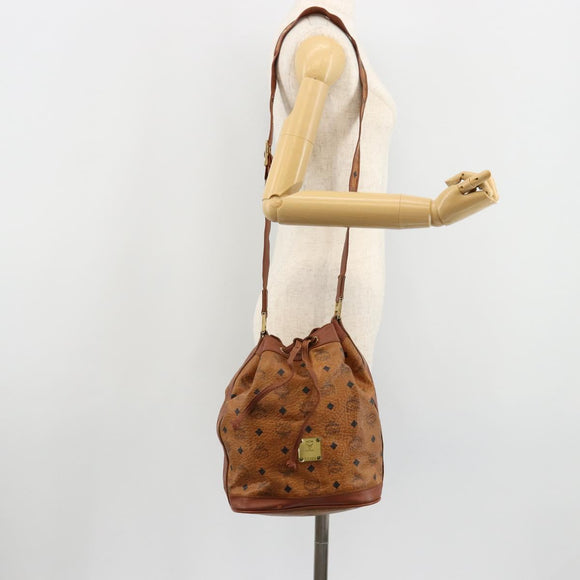 MCM Vicetos Logogram Shoulder Bag PVC Leather Brown Gold Auth gh2110
