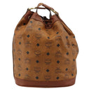 MCM Vicetos Logogram Shoulder Bag PVC Leather Brown Gold Auth gh2110-2