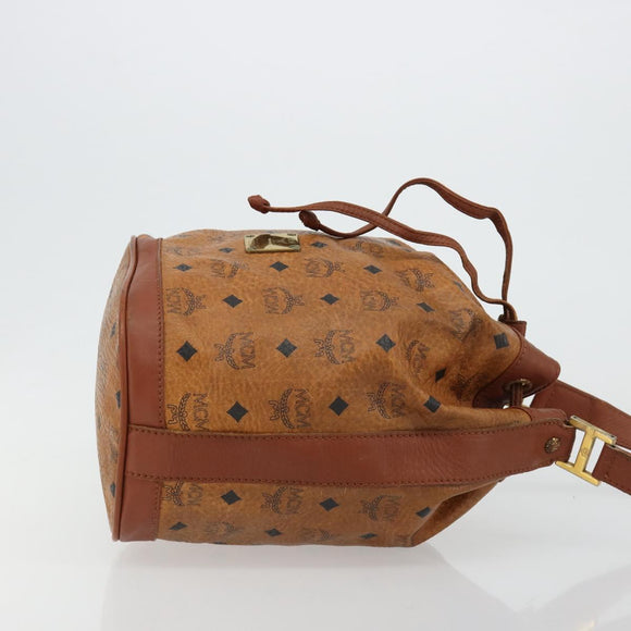 MCM Vicetos Logogram Shoulder Bag PVC Leather Brown Gold Auth gh2110