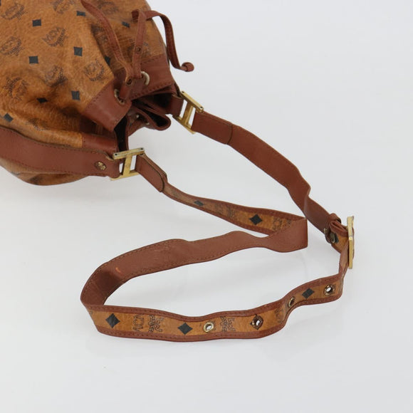 MCM Vicetos Logogram Shoulder Bag PVC Leather Brown Gold Auth gh2110