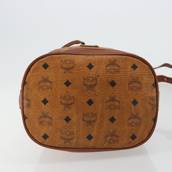 MCM Vicetos Logogram Shoulder Bag PVC Leather Brown Gold Auth gh2110