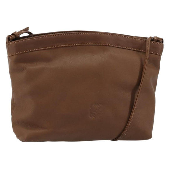 LOEWE Shoulder Bag Leather Brown Auth gh2112