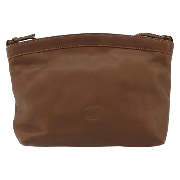 LOEWE Shoulder Bag Leather Brown Auth gh2112