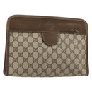 GUCCI GG Supreme Clutch Bag PVC Beige Gold 67 039 5465 Auth gh2123-1