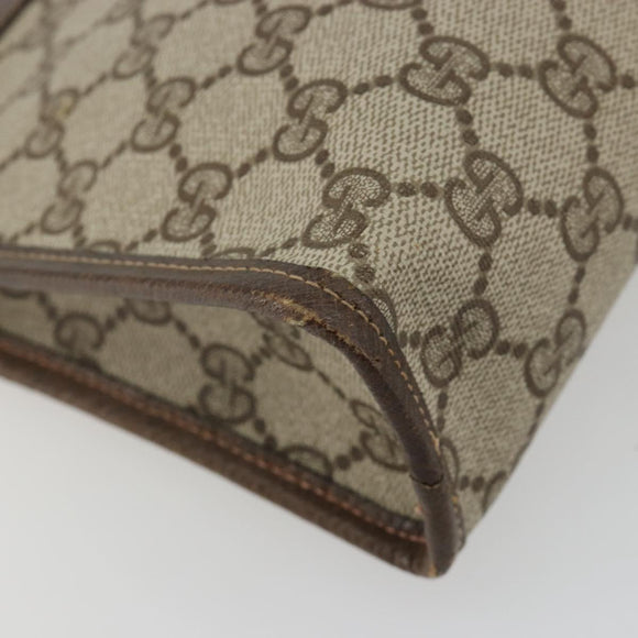 GUCCI GG Supreme Clutch Bag PVC Beige Gold 67 039 5465 Auth gh2123