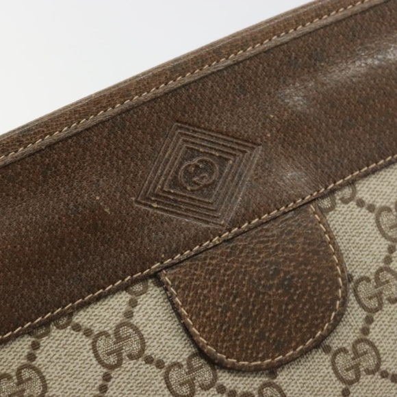 GUCCI GG Supreme Clutch Bag PVC Beige Gold 67 039 5465 Auth gh2123