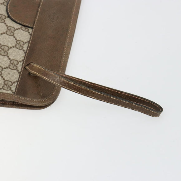 GUCCI GG Supreme Clutch Bag PVC Beige Gold 67 039 5465 Auth gh2123