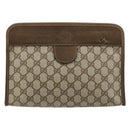 GUCCI GG Supreme Clutch Bag PVC Beige Gold 67 039 5465 Auth gh2123-2