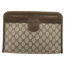 GUCCI GG Supreme Clutch Bag PVC Beige Gold 67 039 5465 Auth gh2123-3