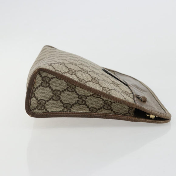 GUCCI GG Supreme Clutch Bag PVC Beige Gold 67 039 5465 Auth gh2123