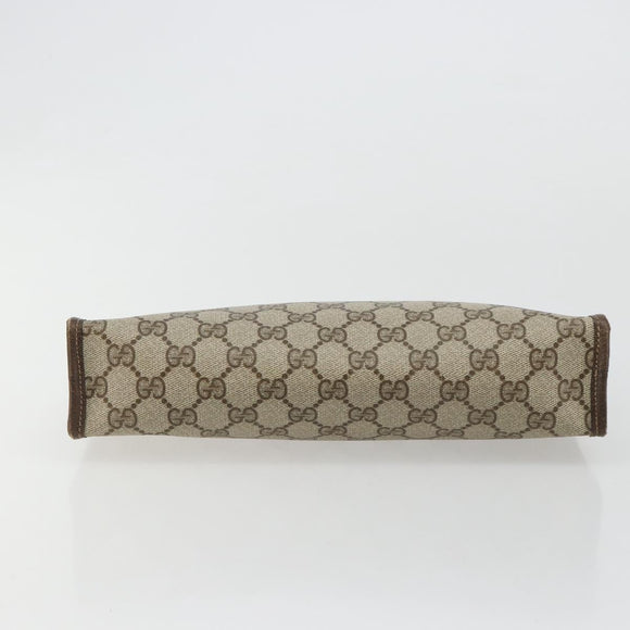 GUCCI GG Supreme Clutch Bag PVC Beige Gold 67 039 5465 Auth gh2123