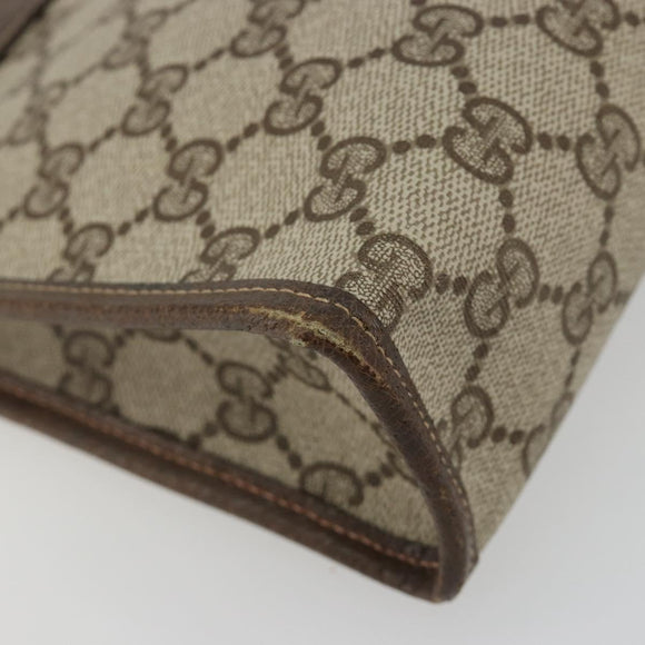 GUCCI GG Supreme Clutch Bag PVC Beige Gold 67 039 5465 Auth gh2123