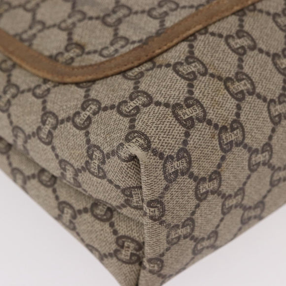 GUCCI GUCCI Plus Supreme Web Sherry Line Tote Bag PVC Beige Gold Auth gh2126