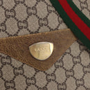 GUCCI GUCCI Plus Supreme Web Sherry Line Tote Bag PVC Beige Gold Auth gh2126-14