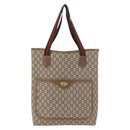 GUCCI GUCCI Plus Supreme Web Sherry Line Tote Bag PVC Beige Gold Auth gh2126-2