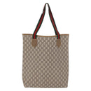 GUCCI GUCCI Plus Supreme Web Sherry Line Tote Bag PVC Beige Gold Auth gh2126-3